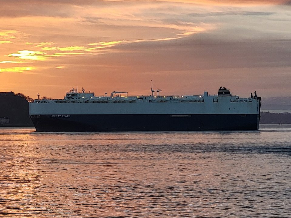 Car carrier ship at sea