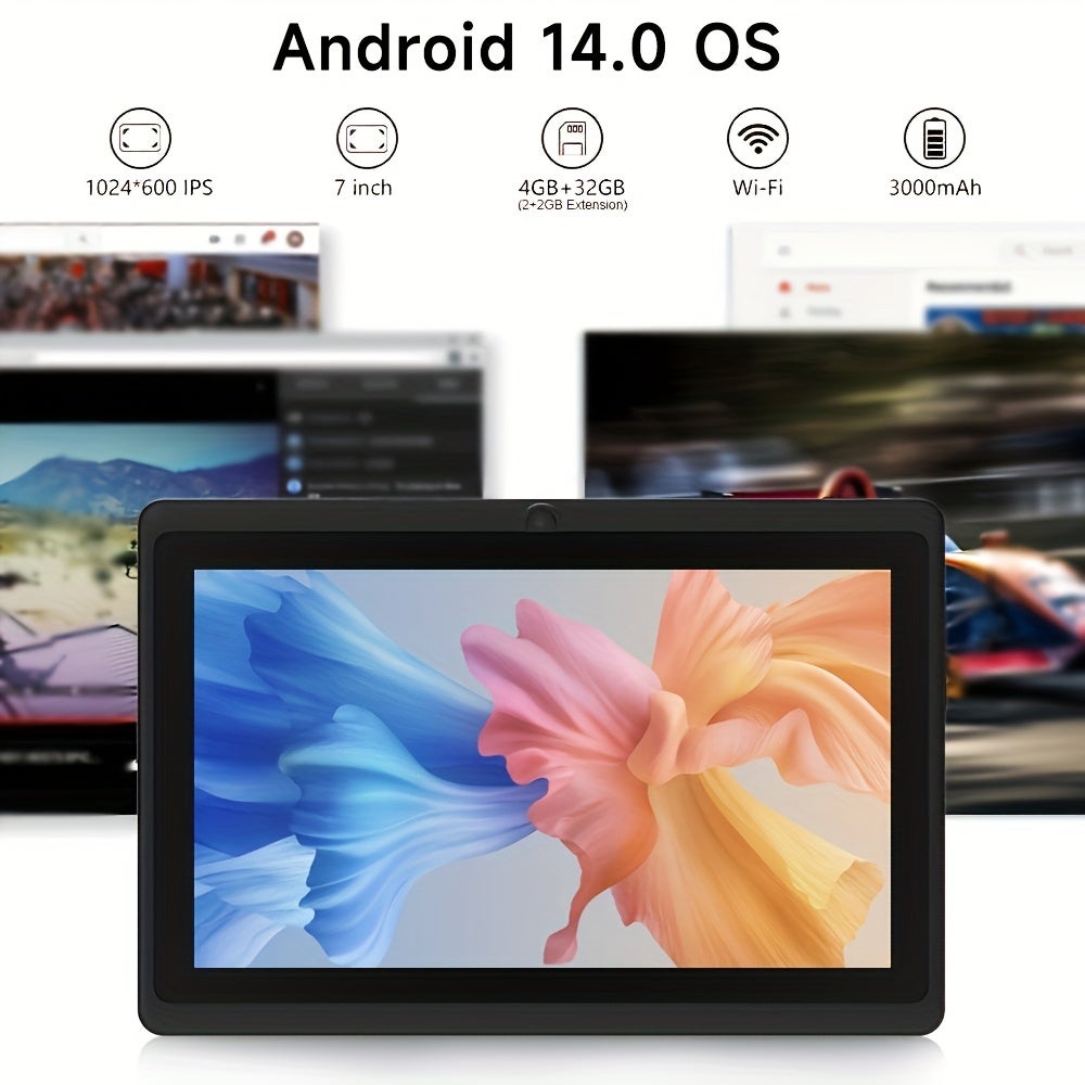 YQSAVIOR Android Tablet 7 Inch, Android 14.0 Tableta 32GB Storage 512GB SD Expansion Tablets PC, Quad-core Processor 1024x600 IPS HD Touchscreen - Image 4