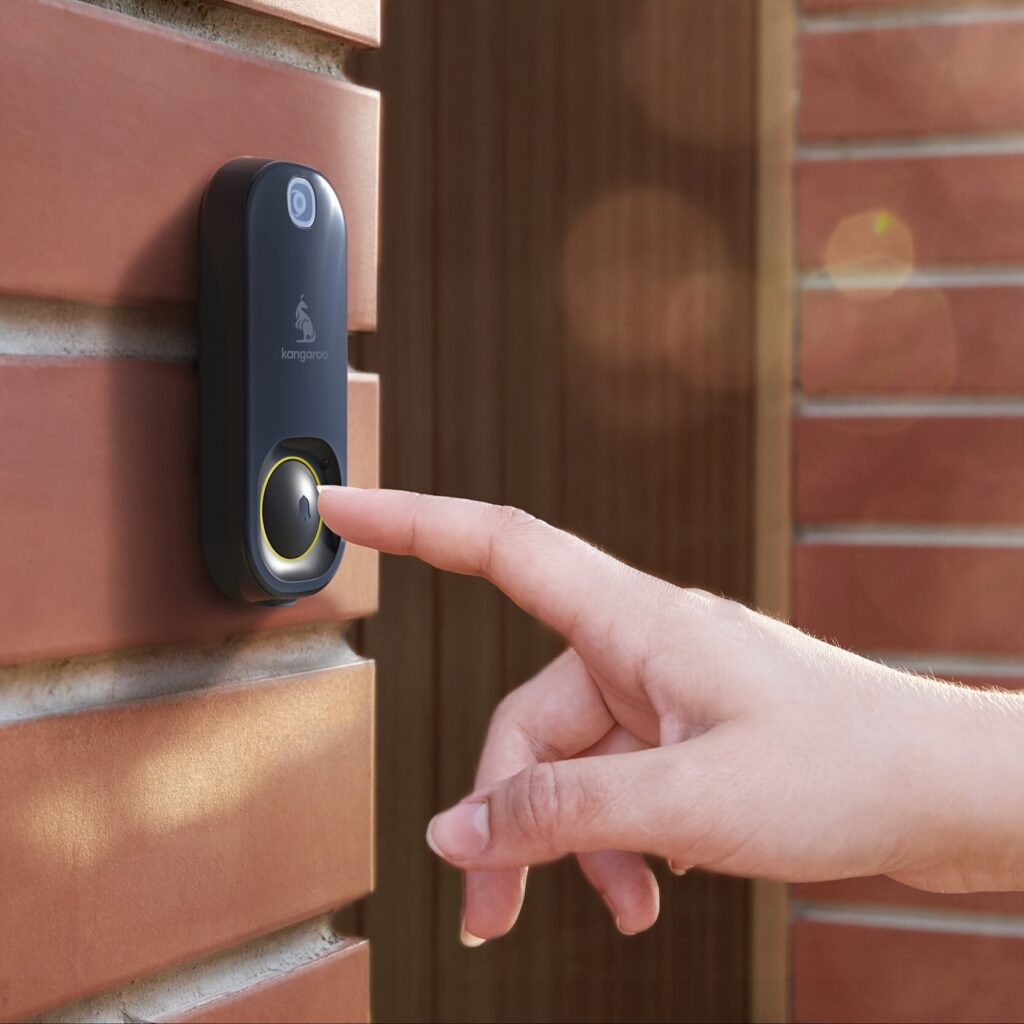HD Security Camera Kangaroo Wireless Camera Doorbell - Night Vision, Motion Sensor, Battery Power, Free Wifi Chime - Control Home Security Via App, APP Alerts, Support Alexa, Cloud Storage, Easy Installation