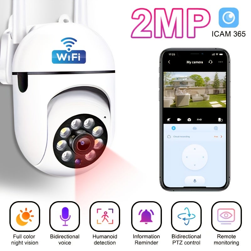 1080P HD WiFi Security Camera with 355° Intercom, Night Vision, 360° Rotation, Voice & Alarm Notifications - Image 2