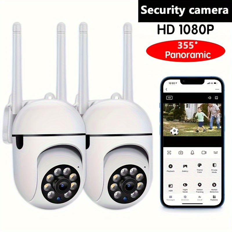 1080P HD WiFi Security Camera with 355° Intercom, Night Vision, 360° Rotation, Voice & Alarm Notifications